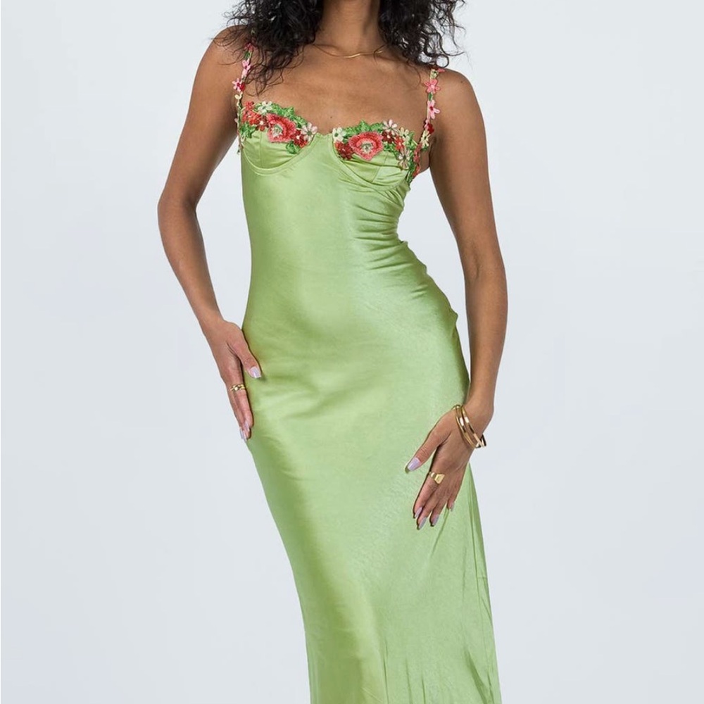 Princess Polly Green Floral Prom Dress